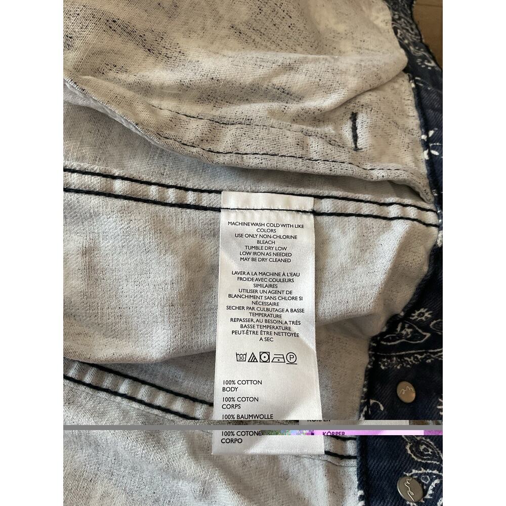 We The Free Women’s Blue/White Paisley Bandana Button Front Pocket Jacket, M - Picture 5 of 5